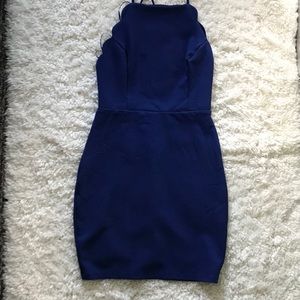 Lulus navy scalloped, cross back dress